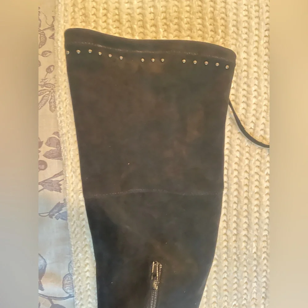 G.C. Black Vegan Suede Knee High Flat Heel Boots